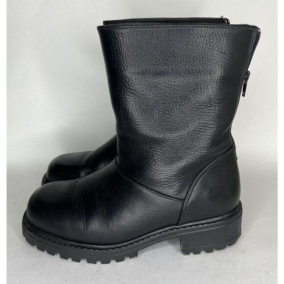 Ll Bean Ankle Boots Women Size 7.5W Black Leather Back Zipper - Picture 5 of 13